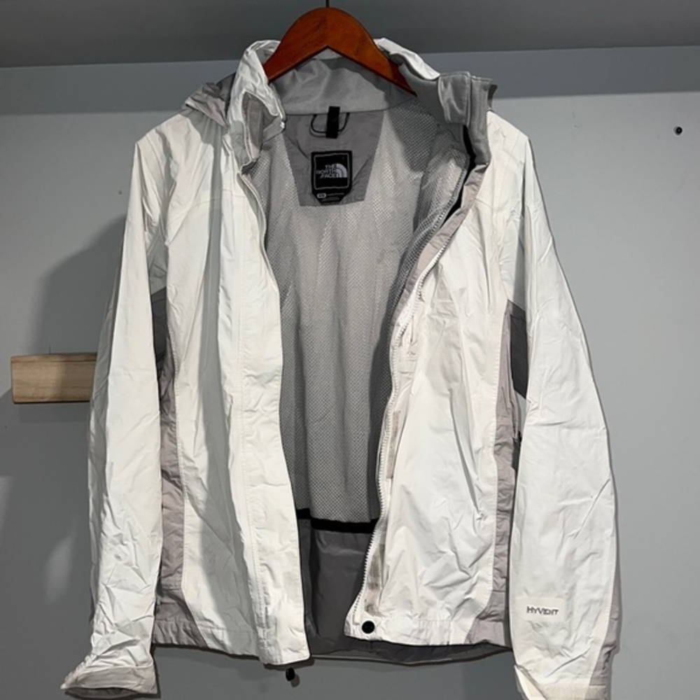 The north face hyvent white and gray jacket